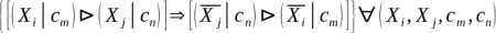 {[(X_i | c_m) M (X_j | c_n)] implies [(~X_j | c_n) M (~X_i | c_m)]} for_all (X_i,X_j,c_m,c_n)