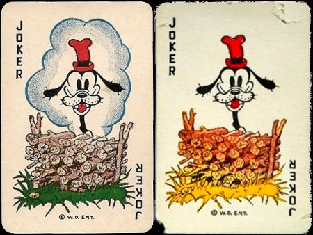 [image of two cards, each showing Goofy with his head and neck sticking up from within or behind a woodpile]